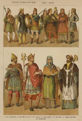 Anglo-Saxons, 500-1000 (lithographie en couleur)
