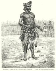 Azandeh (Nyam-Nyam) binsa ou sorcier (gravure)