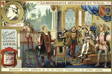 Benvenuto Cellini présentant son salière au roi François Ier de France