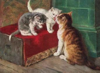 Carte postale de chat (lithographie couleur)
