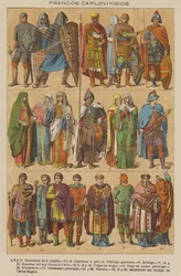 Francs carolingiens (lithographie en couleur)