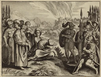 Habacuc questionnant la punition prévue de Dieu pour Juda par les Babyloniens (gravure)
