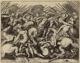 Judas Maccabée défaisant les Séleucides (gravure)