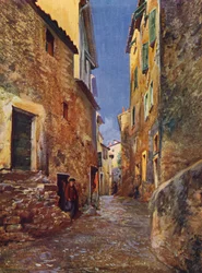 Menton, Rue dans la Vieille Ville (colour litho)