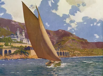 Monte-Carlo, La Course des Yachts (colour litho)