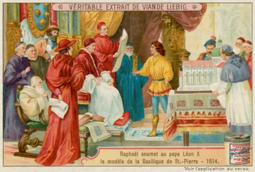Raphaël soumet un dessin au pape Léon X