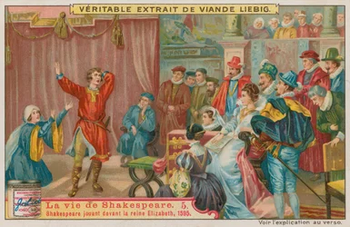 Shakespeare jouant devant la reine Élisabeth I en 1595