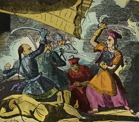 Shing Shi ou Ching Shih (morte en 1844). Femme pirate chinoise du XIXe siècle. Elle commandait une véritable flotte avec laquelle elle vainquit l