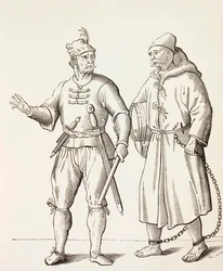 Soldat de galère du XVIe siècle avec un esclave de galère, vers 1880