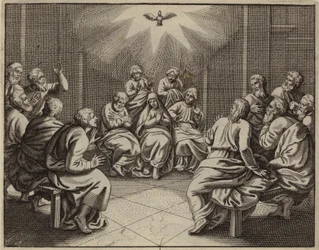 Le Saint-Esprit venant aux Douze Apôtres le jour de la Pentecôte (gravure)