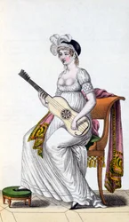 Femme avec guitare, fin du 18e siècle