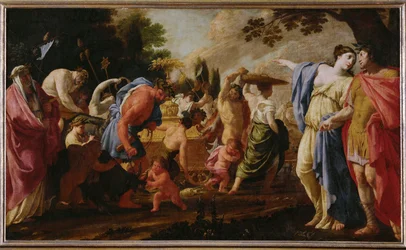 Poliphile assiste au triomphe de Bacchus - Poliphilo regarde le triomphe de Bacchus ... (peinture sur toile)
