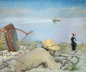 Henri Guerard se relaxant sur la plage