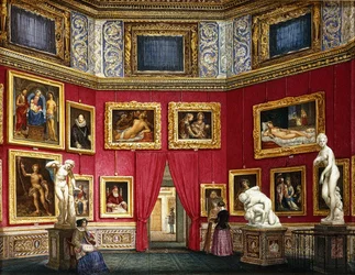 Figures dans une galerie de tableaux