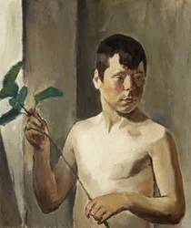 Garçon avec feuille