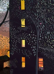 Arrière des bâtiments la nuit Brooklyn (art numérique)