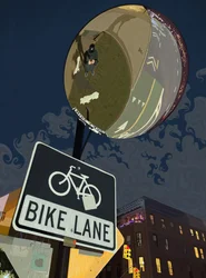 Panneau de signalisation de la piste cyclable, Prospect Park (art numérique)