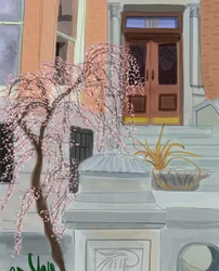 Cerisier en fleurs, Brooklyn, 2017 (dessiné à la main sur un iPad avec un crayon Apple).