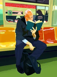 Blue Book, Bald Man, F Train, 2019 (dessiné à la main sur un iPad avec un crayon Apple)