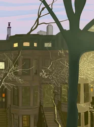 Brownstone la nuit (art numérique)