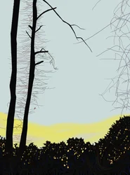 Cardinal dans un arbre (art numérique)