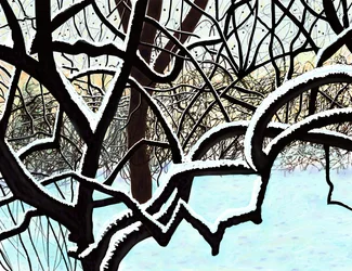 Cerisier dans la neige, Brooklyn (art numérique)