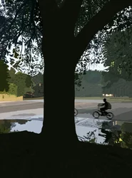 Cycliste et flaque d