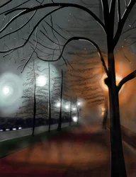 Brouillard de nuit, Prospect Park, Brooklyn (art numérique)