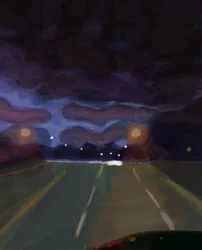 Highway At Night, 2016 (dessiné à la main sur un iPad avec un Apple pencil)