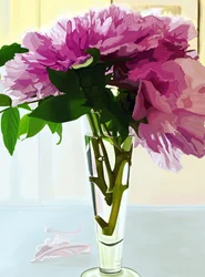 Pivoines magenta dans un vase (art numérique)