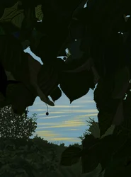Ciel matinal à travers les feuilles, 2025 (art numérique)