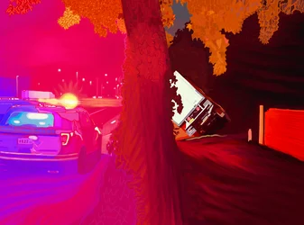 Camion renversé, 2025 (art numérique)