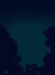 Étoiles dans le ciel la nuit et contour des arbres (art numérique)
