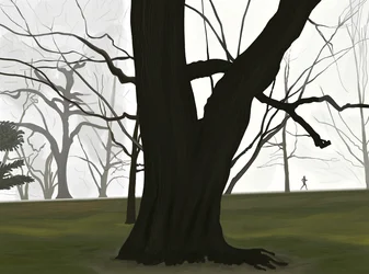 Arbre et joggeur. Tôt le matin. Prospect park (art numérique)