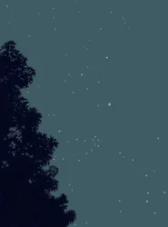 Arbre et étoiles la nuit, 2025 (art numérique)