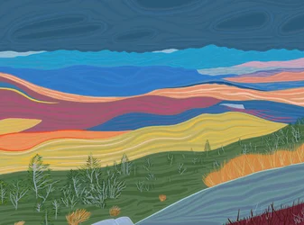 Vue des montagnes Catskill en automne (art numérique)