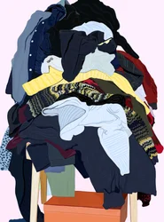 Vêtements de femme empilés sur une chaise (art numérique)
