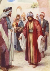 Jésus et le noble dont il a guéri le fils (lithographie couleur)