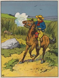 Perdu dans le Veldt (lithographie en couleur)