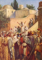 Pierre leur parle de Jésus (lithographie couleur)