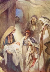 La visite du berger (lithographie couleur)