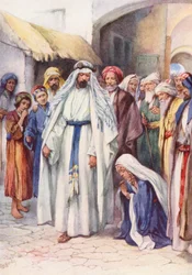 La femme qui a touché Jésus (lithographie couleur)