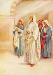 Zacharie et Élisabeth avec le petit Jean (lithographie couleur)