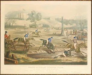 Grand steeple-chase militaire, à Londres, Canada Ouest, 9 mai 1843, gravé par J. Harris, 1845