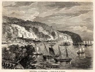 Vue de Saint Pierre, en Martinique, dessin d