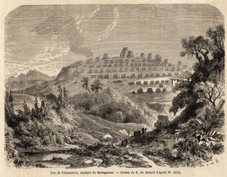 Vue de Tananarive, capitale de Madagascar, dessin d