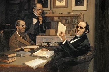 Joseph Hooker (1817-1911), Charles Lyell (1797-1875) et Charles Robert Darwin (1809-82)