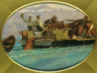 Bateau à bagages sur le lac Léman