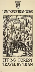 Epping Forest, voyage en tramway, affiche des tramways du London County Council LCC