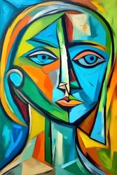 Peinture cubiste colorée d